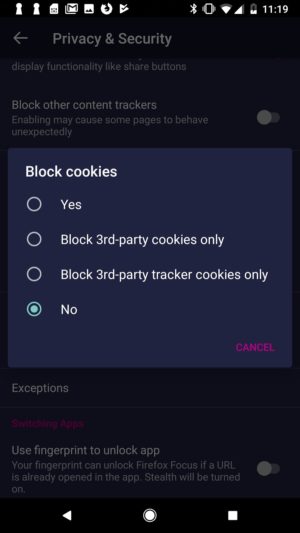 Управление Cookie