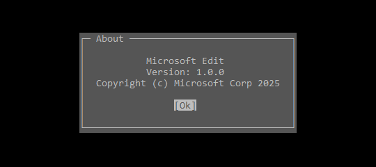 Microsoft Edit 1.0 — новый текстовый редактор для командной строки