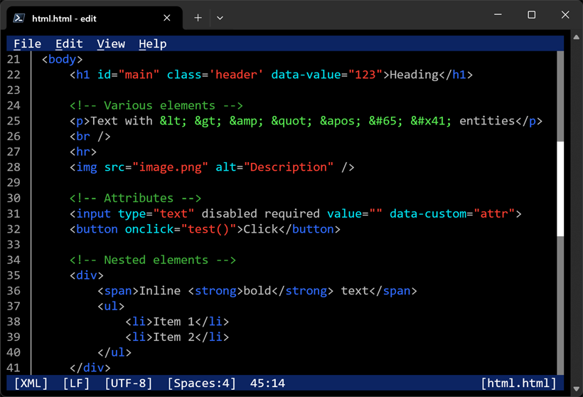 Подсветка синтаксиса в Microsoft Edit 2.0