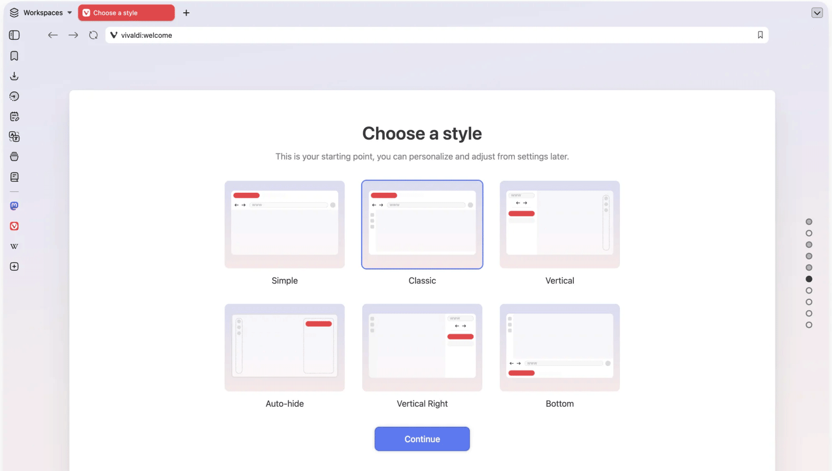 Интерфейс Vivaldi