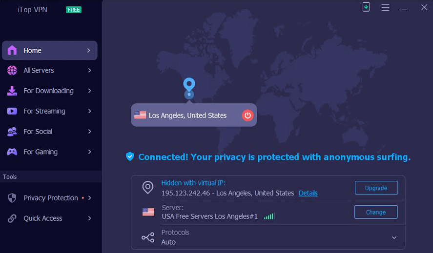 Интерфейс iTop VPN
