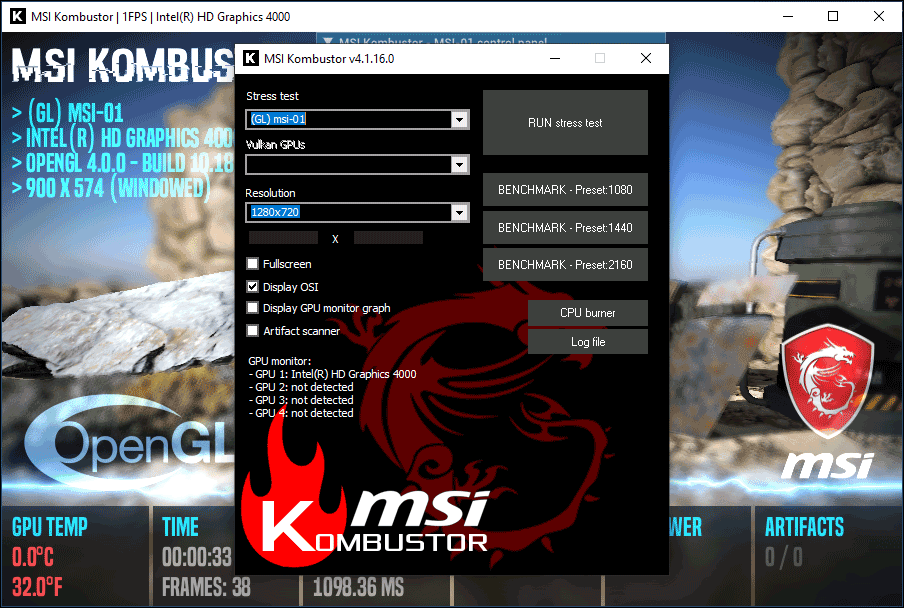 MSI Kombustor Скачать для Windows